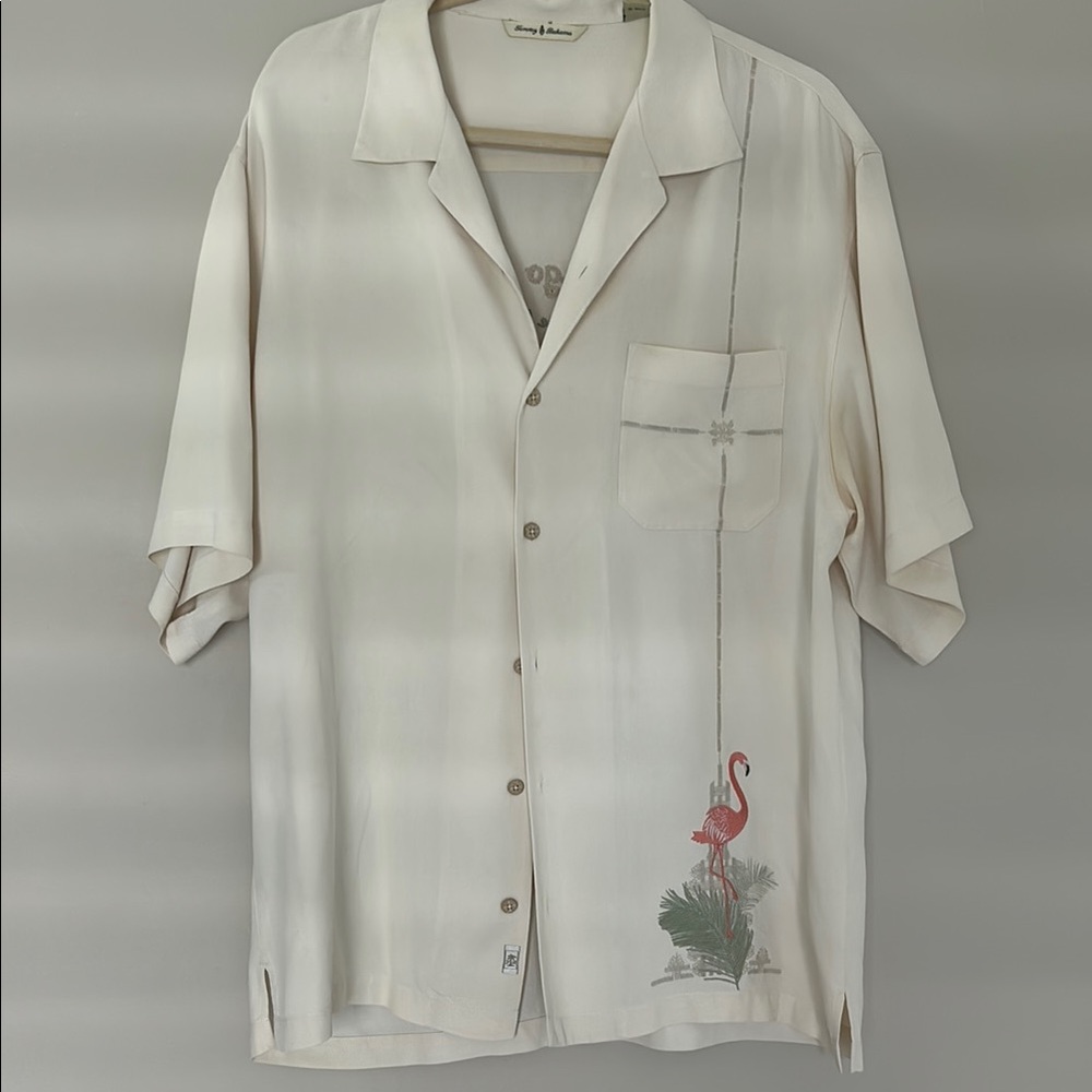Men’s Tommy Bahama Cream Flamingo Shirt